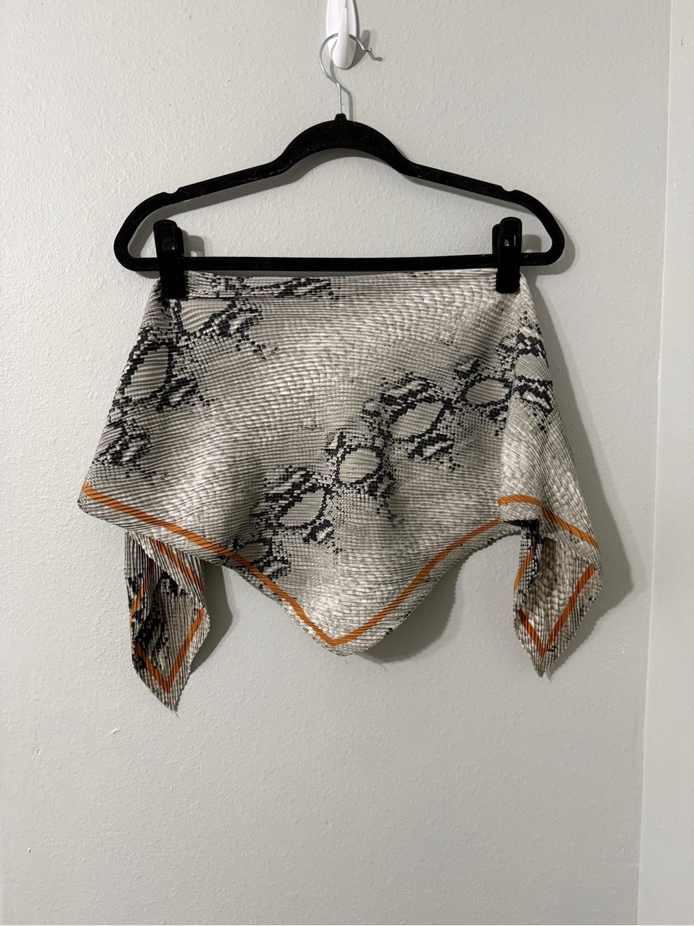 Cool Grunge Snake Print Pleated Scarf or Scarf Top with Rust Trim Y2K vibes